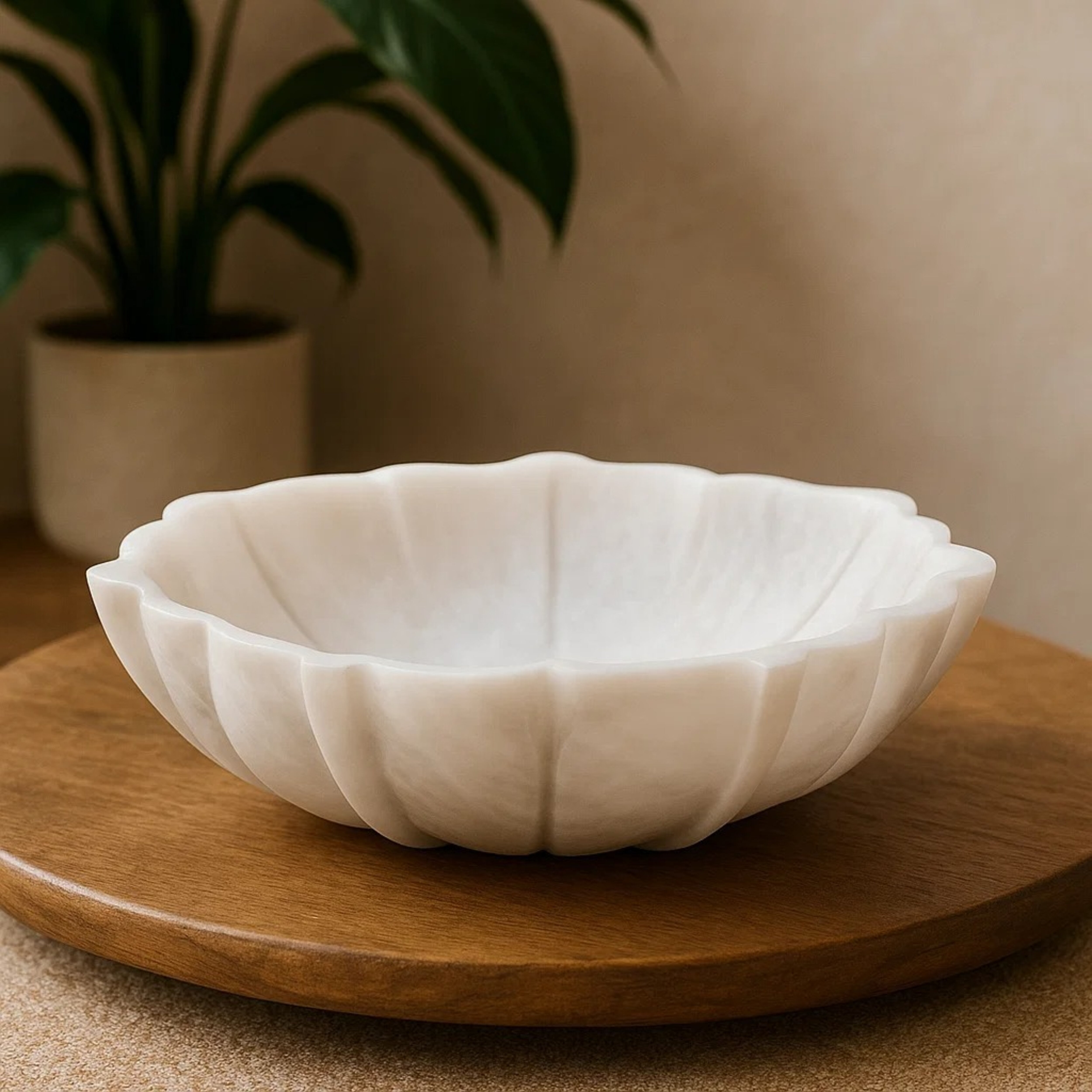 Visso White Marble Lotus Bowl | Small